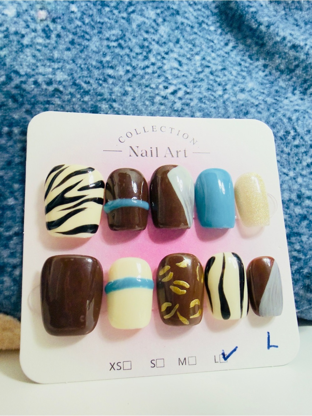 Mixed Pattern Press On Nails Zebra & Chocolate Brown Nail Set-size L